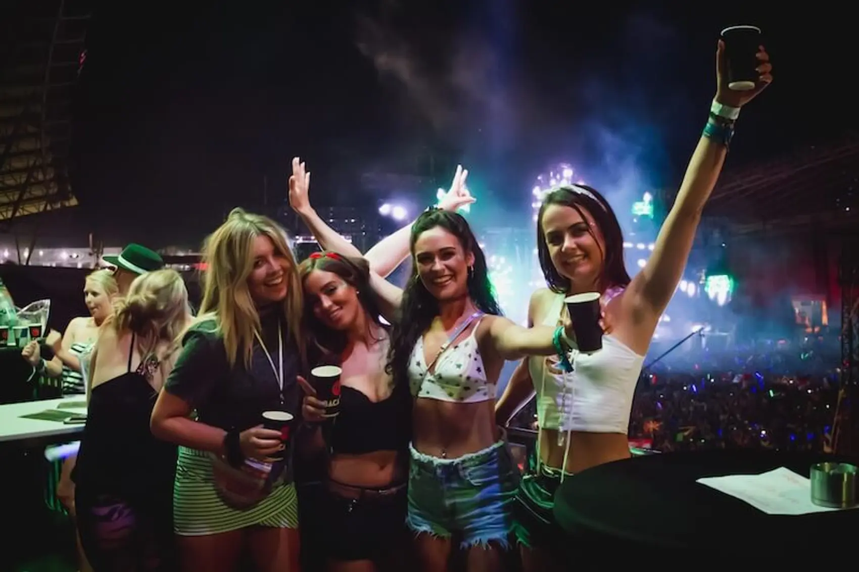 Photo of girls at a European Music Festival Ultra in Croatia after sail week.