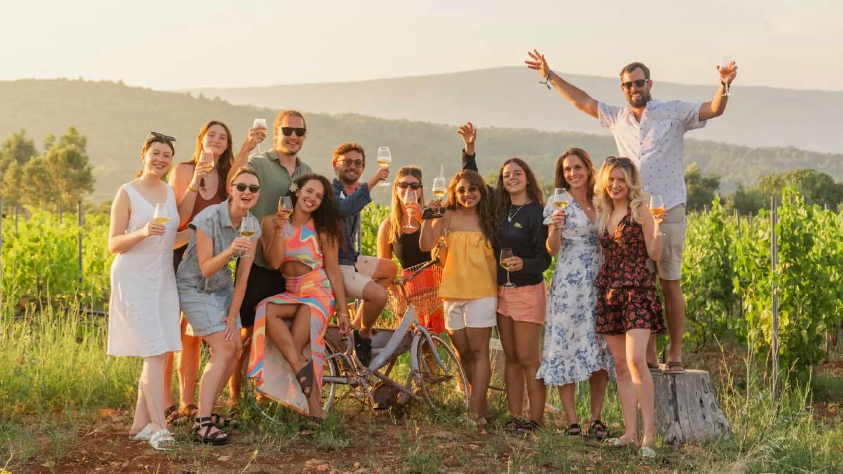 Group of people amongst the vines in Croatia