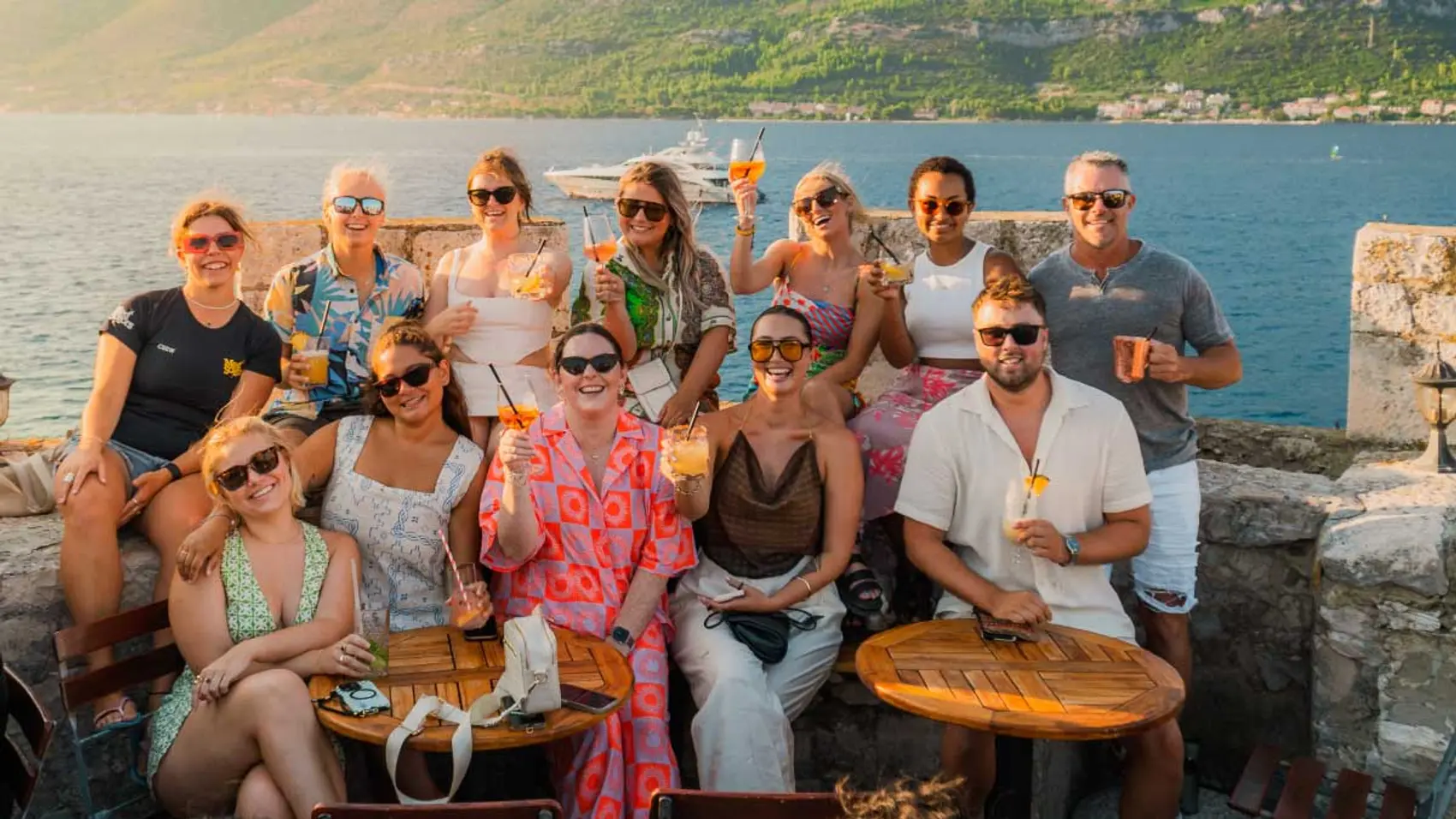 Group of people at Massimo's cocktail bar in Croatia