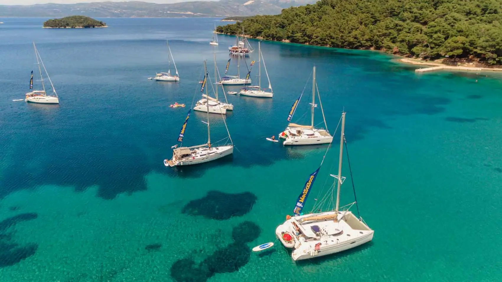 Yachts anchored in a bay in Croatia